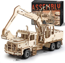 3D Wooden Puzzle for Adults, Excavator Wooden Mechanical Model Car Kits to Build