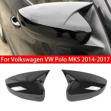 2x Glanz Schwarz Spiegelkappen Außenspiegel Gehäuse Für VW Polo MK5 2009-2018
