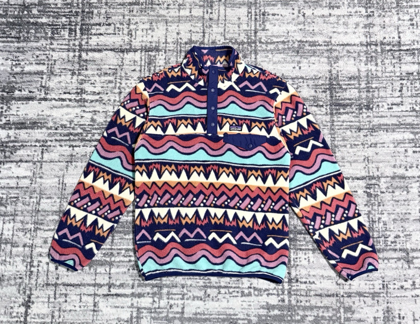 Patagonia Synchilla Snap-T Pullover Sweater Fleece Aztec Youth Kids Size XL (14)