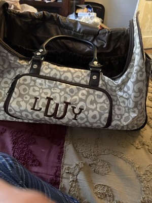 Thirty-One Uptown Rolling Duffel Bag Weekend Carry-On Handle Geometric Pattern