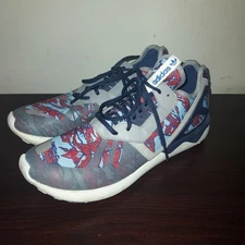 Adidas Men's Running Sneakers 10M  Tubular Lace Up Light Red Seaweed Camo Blue