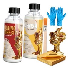 100 Pcs Gold Leaf Gilding Adhesive Kit - 3.5oz Foil Sheets - Glue  Varnish