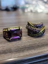 Heidi Daus Amethyst Swarovski Crystals La Vintage Ring & Earring set