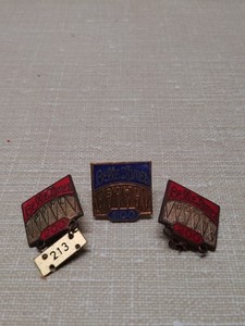 Vintage Metal Bowling Club Award Belle Time Bowl Screw Back Pin Lot of 3