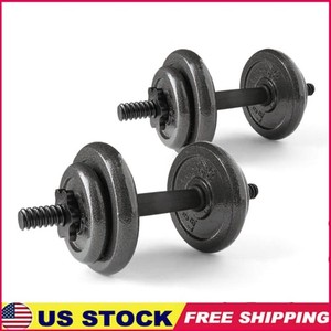 40lb Adjustable Cast Iron Dumbbell Set W/ Spin Lock Collars & Weight Plates New