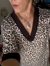 XXL Animal Print PJ Shirt Gown Lounge Shirt Pockets