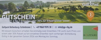 Golf Greenfee Gutschein 2026!  2for1 oder 30% für Einzelspieler Mainzer Golfclub