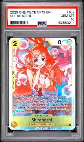2025 One Piece OP12 EN Shirahoshi PSA 10 GEM SUPER RARE Extended Art #102
