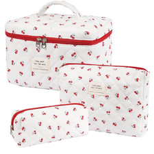 Makeup Bag,Quilted Cosmetic Bags,Large Floral Make Up Organize bag,Makeup Bag Se