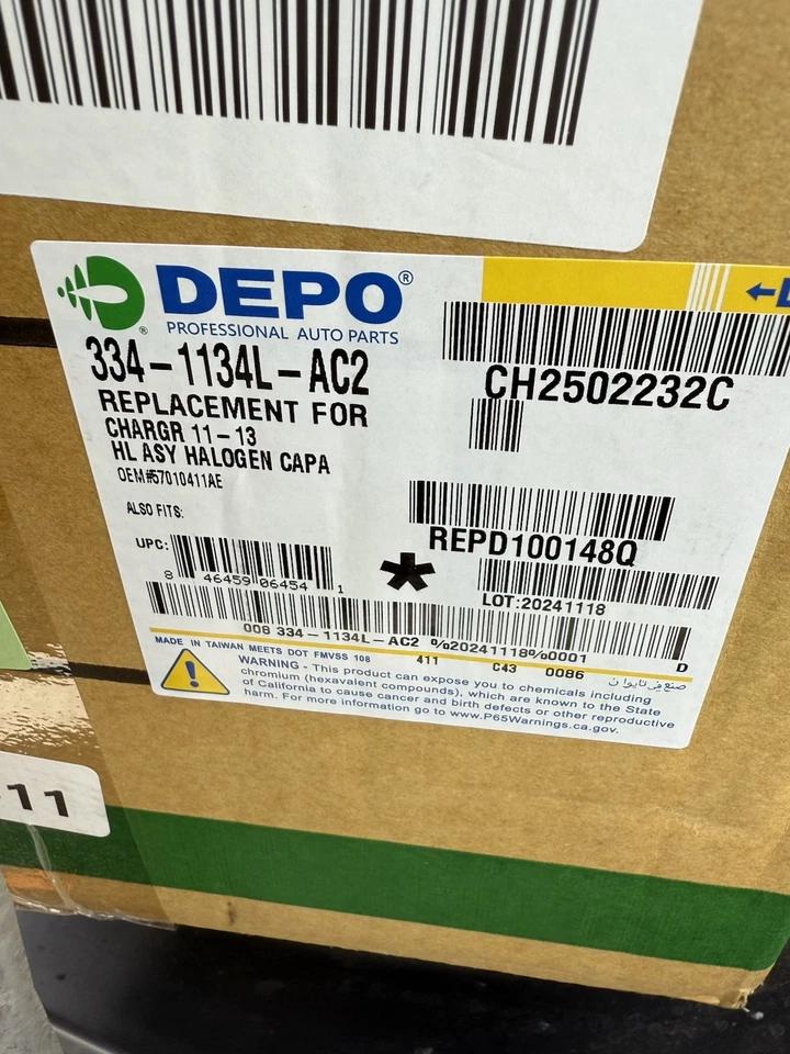 Dodge Charger 2011-2014 Faro delantero izquierdo lado conductor lámpara mopar fabricante de equipos originales nuevo Foto 3 de 3