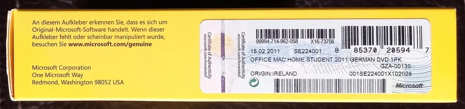 Microsoft Office: Mac 2011 Home & Student Deutsch DVD + Lizenzkey, neuwertig - Bild 4 von 4