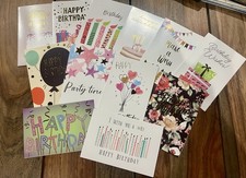 Lot of 12 Birthday Cards with Envelopes-Blank Inside Greeting Cards