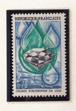 🦬Timbre France N°1612 -Luxe ** Charte Européenne de l'Eau -  MNH** - 1969🦬