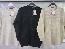 QUALITY EMBROIDERED CARDIGANS WITH POCKETS LONG SLEEVES LADIES NEW