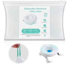 30-Pack Disposable Potty Liners with Absorbent Pads, Leak-Proof Travel Bags