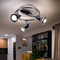 Deckenleuchte Deckenlampe Wohnzimmerlampe Spotlampe Schwenkbar Chrom H 17,5 Cm