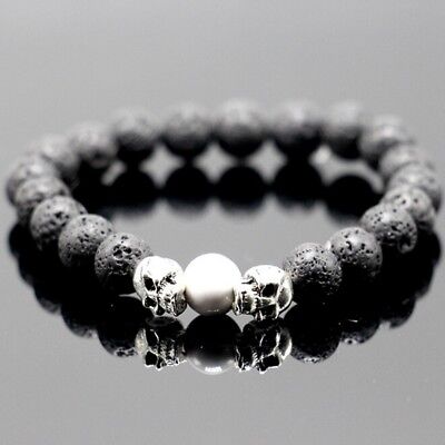 Élastique Unisexe Lava Stone Noir Fashion Bijoux Perles Bracelet Cadeau