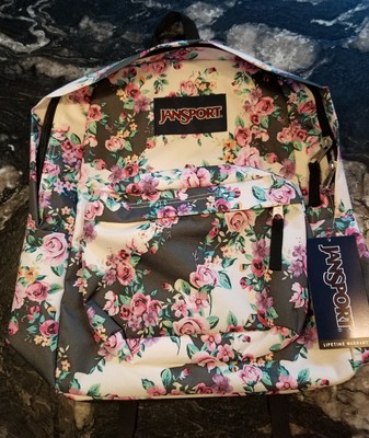 jansport gray floral backpack