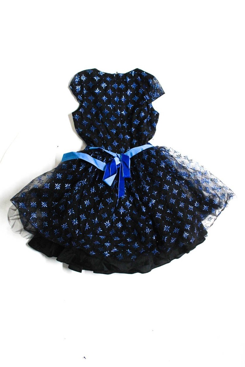 New David Charles Childrens Girls A Line Tulle Dress Black Blue Size 10  Ingand | eBay