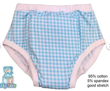 Adult training pant Baby Blue and White Gingham Check  incontinence pants