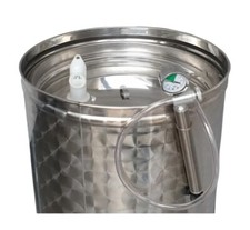 CONTENITORE INOX PER VINO GALLEG. A CAMERA D'ARIA E RUBINETTO,  PIEDE OPTIONAL