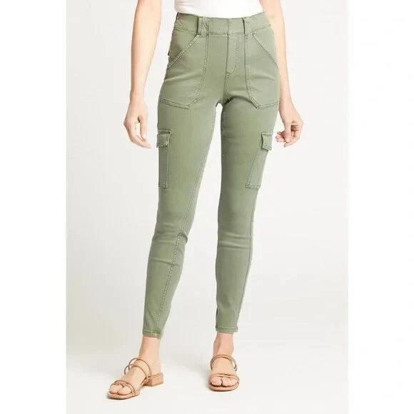 NEW Spanx Stretch Twill Ankle Cargo Pants in soft sage Size S #1177