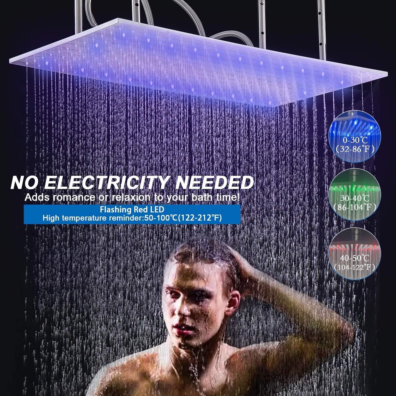 High Pressure Led Rainfall Top Sprayer Ceiling Mount