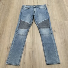 Bullhead Denim Co Jeans Men's Sz 32 (Waist 35”) Stacked Skinny Moto Denim Blue