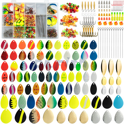 1721pcs Spinner Making Lures DIY Kit Blade Treble Hooks Rig Floats Walleye Trout