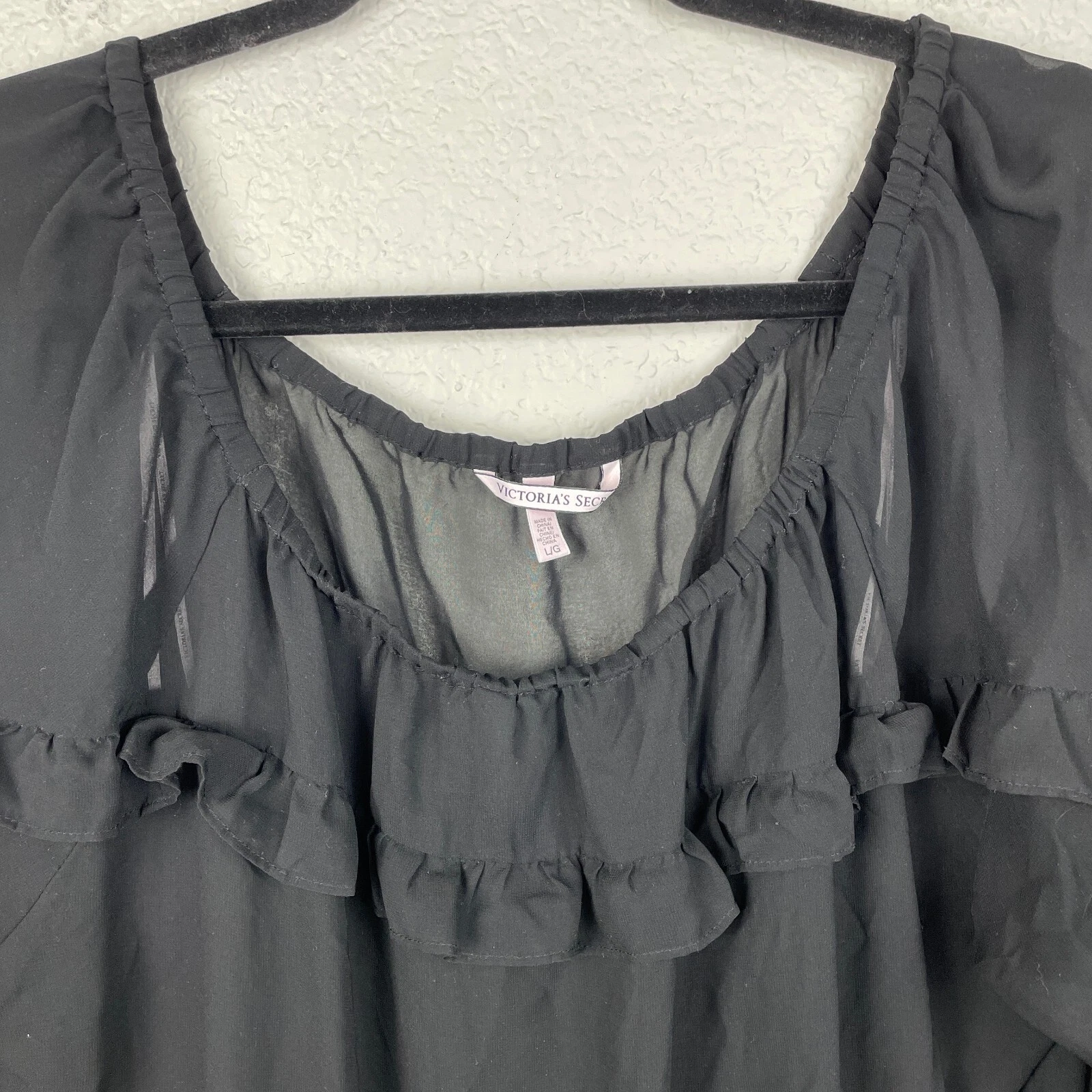 UNDERCOVER Maxi abito Y2K Victoria’s Secret grande nero arricciato nappa cravatta spacco trasparente gotico