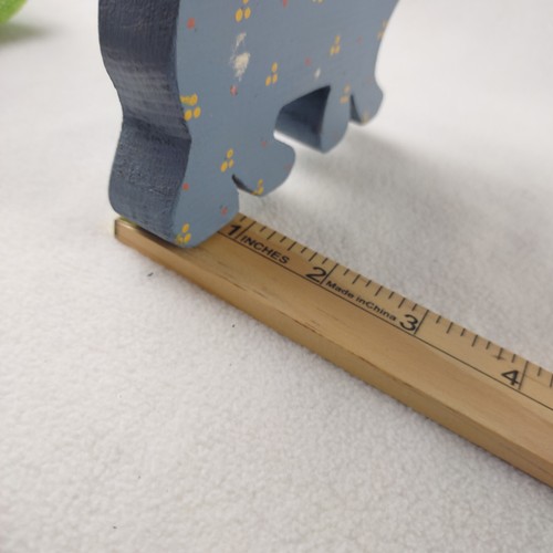 Vintage 90s Blue Wooden Cutout Shelf Sitter Cat Kitten Figurine Statue Floral - Picture 16 of 16