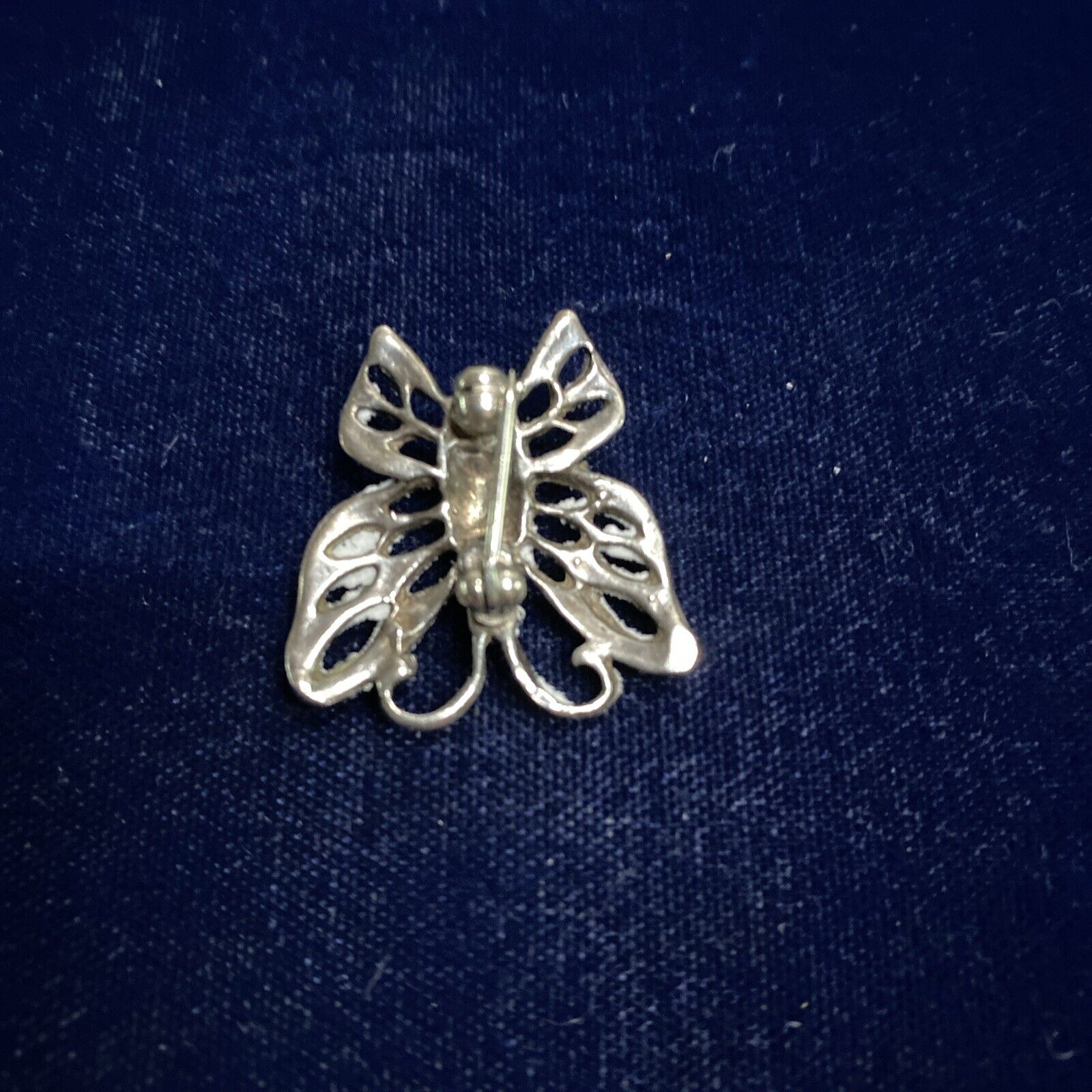 Vintage Sterling Silver Turquoise Butterfly Pin - image 3