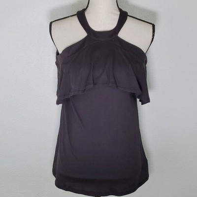 *NEW* MICHAEL Michael Kors Black Halter-Style Sleeveless Top w/Ruffle, size S