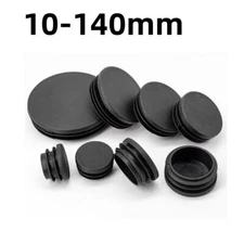10-140mm Round Plastic Black Blanking End Caps Tube Pipe Inserts Hole Plug Bung