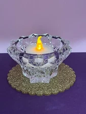 Crystal Clear Cut Glass Candle Holder Taper or Tea Light (candle not included)