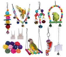 19-piece set Small and medium parrot toy bird playset Rattan ball chain swing