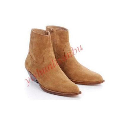 Men's Cuban Heel Pointy Toe Ankle Boots 