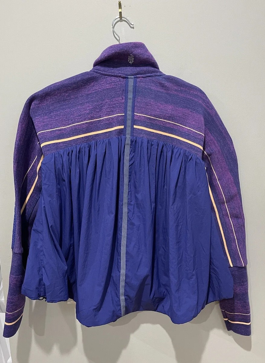 Free People Movement Spaced Out Hem Contrast Zip Blue Purple