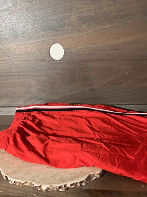 ★ PRENDA★ PRDA JERSEY TRACK PANTS BEIGE BRICK RED PRTFAWP Fuda Sport Track Pants Size LARGE 12-14 VINTAGE LINED RED