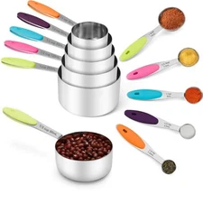 Stainless Steel Measuring Cups And Spoons Set Of 10 Piece Nesting Metal Measurin