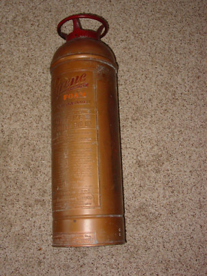Antique Vintage Copper & Brass Pyrene Foam Fire Extinguisher! Empty!
