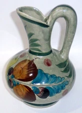 Tonala Hand Painted Folk Art 7" Pitcher Signed PD Mexico Pottery