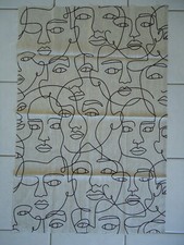 COUPON TISSU COTON DESSIN VISAGE FEMININ