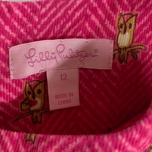 Lilly Pulitzer Girls Corduroy Dress | 12 | Pink | Owls | Pockets - Picture 3 of 12