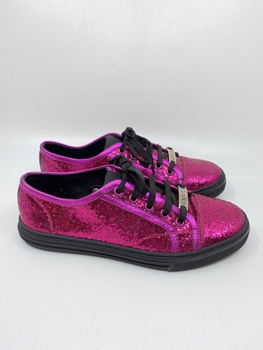 Autentico Gucci Rosa Glitter Scarpe da Ginnastica Originali Tg UK 4 EU 37 |  eBay