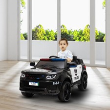 12V Kid Ride on Police Car w/Parental Remote Control Flashing Lights Gift Black