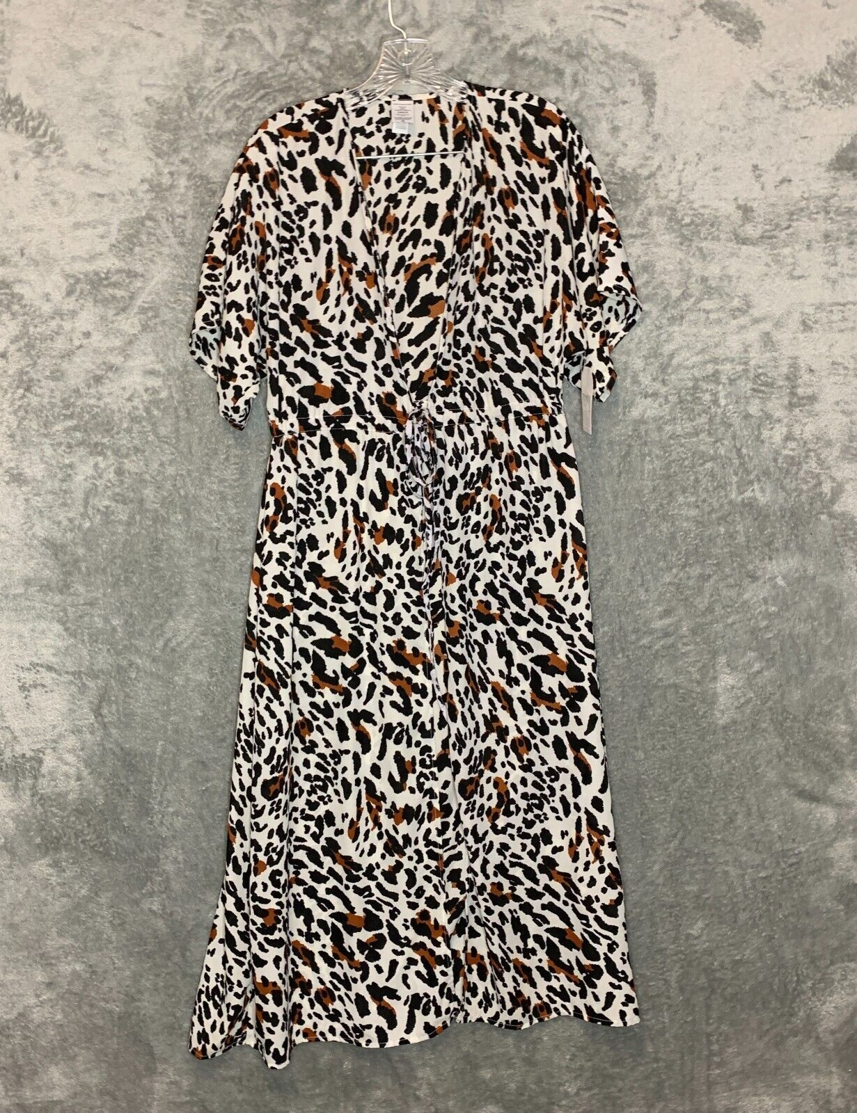 Boho Animal Print Chiffon Maxi Kimono Duster by Time and Tru NWT