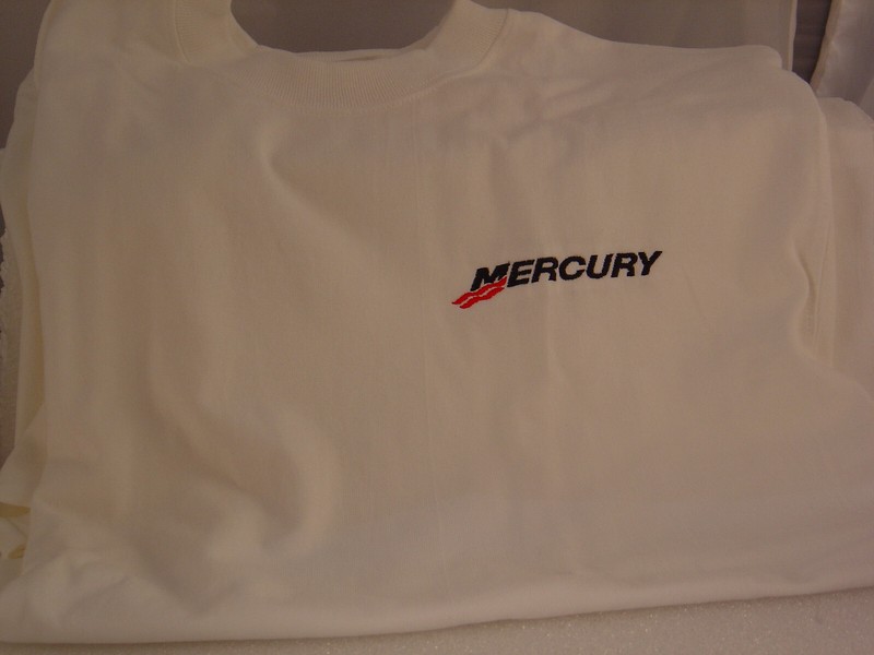 Fishing   -A NEW MERCURY LOGO WHITE COTTON T-SHIRT.... LARGE ADULT