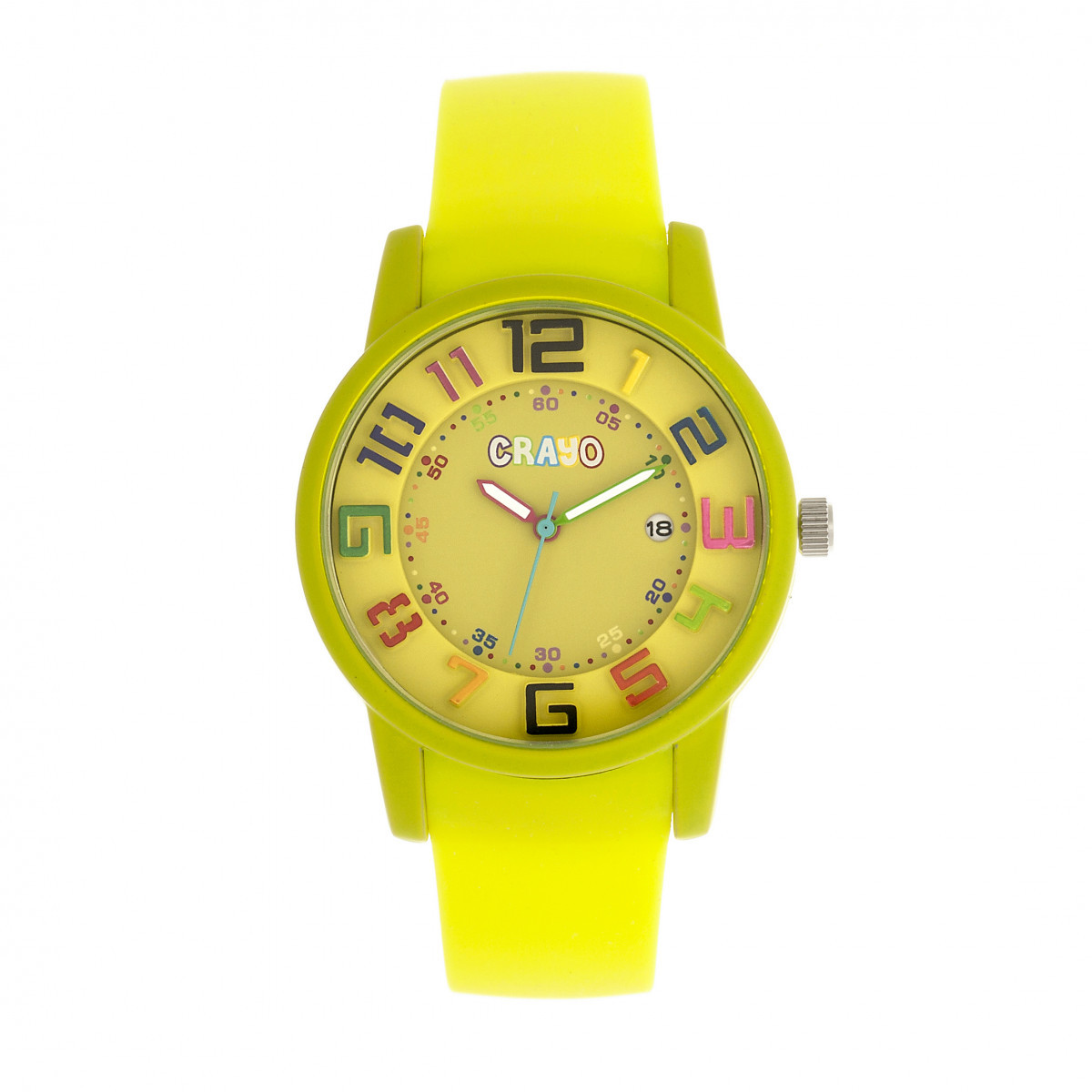 Crayo Festival Yellow Silicone Band Unisex Watch with Date  display picture 2