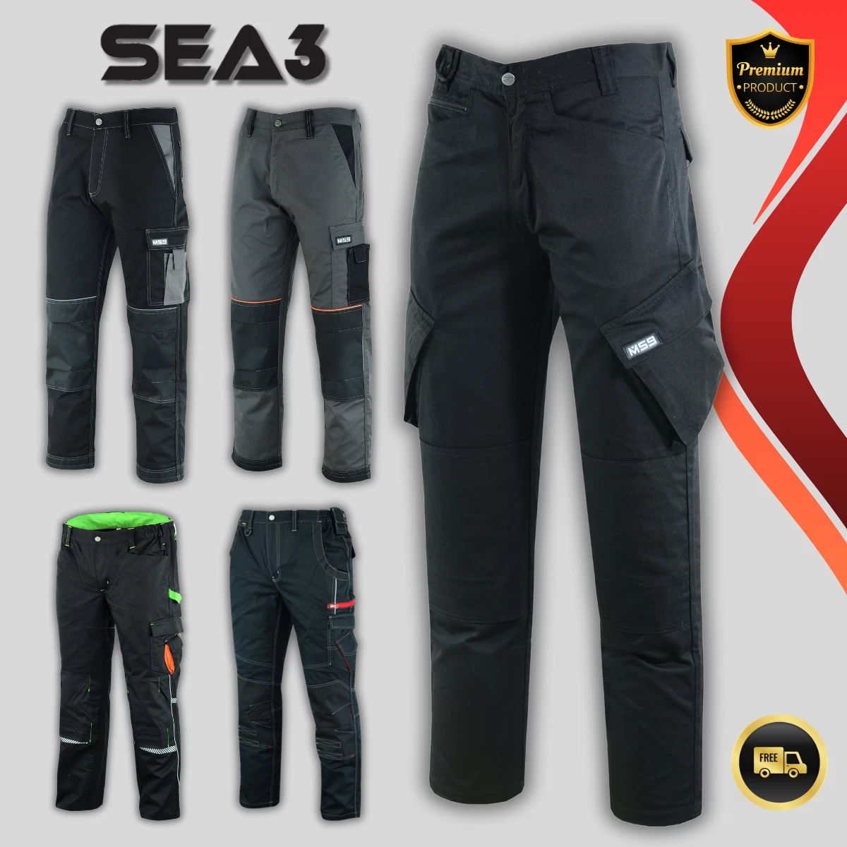 SEA3 Mens Cargo Combat Working Trouser Trousers Pants Jeans Multifuncational
Opens in a new window o